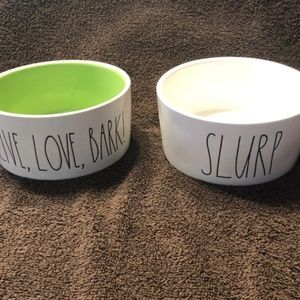 Rae Dunn Slurp and Live, Love, Bark pet bowl set